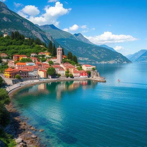 Picturesque Lake Como, Italy, with charming villages nestled along the shoreline, showcasing its stunning beauty